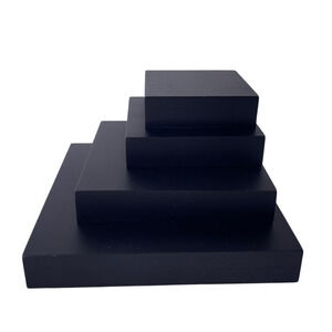 Pack of 5 - Square Wood Bases, size 3"x3"x0.75" - Color Black Matte
